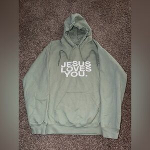 Jesus Loves You Sage Hoodie